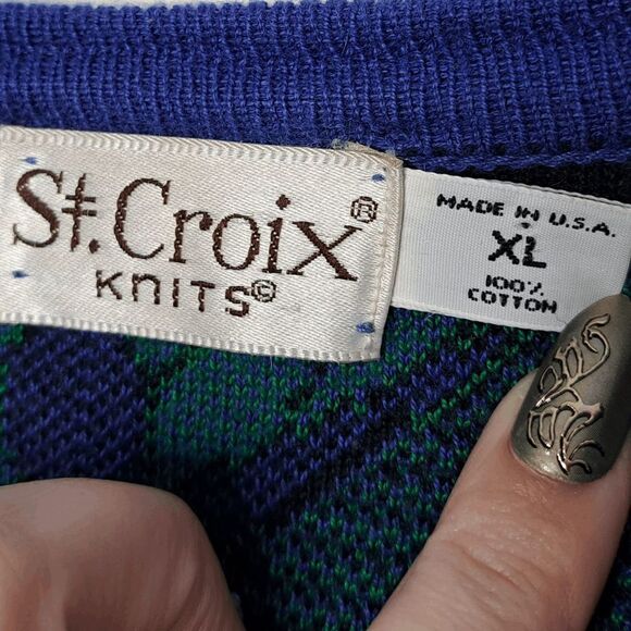 St. Croix Knits Vintage 80s Funky Pattern Sweater size XL - Picture 5 of 5
